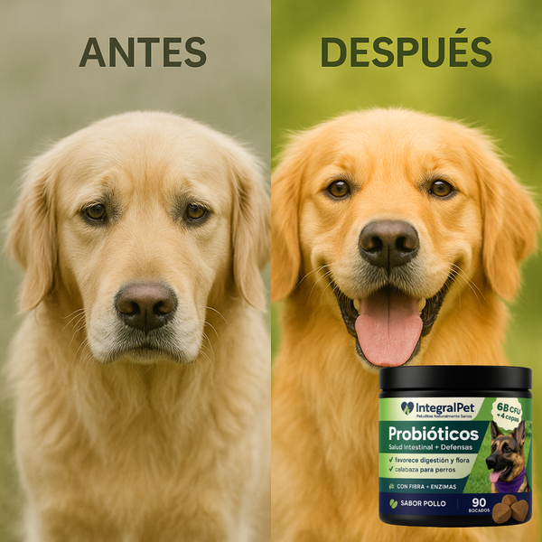 IntegralPet Probióticos – Heces firmes, menos gases y defensas fuertes.